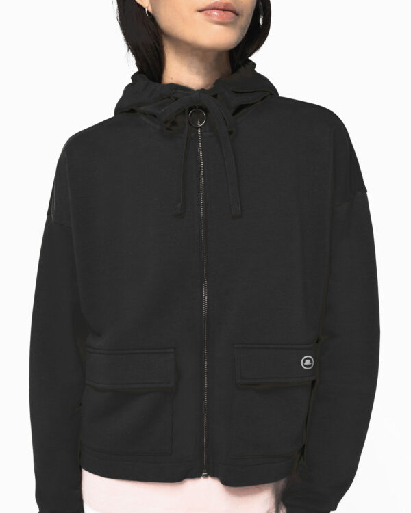 Felpa crop con zip (black)
