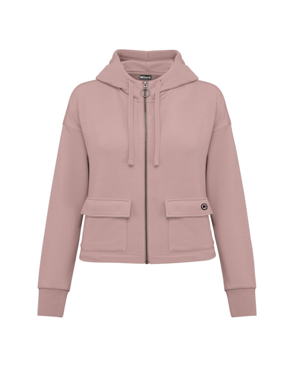 Felpa crop zip (rosa cipria)